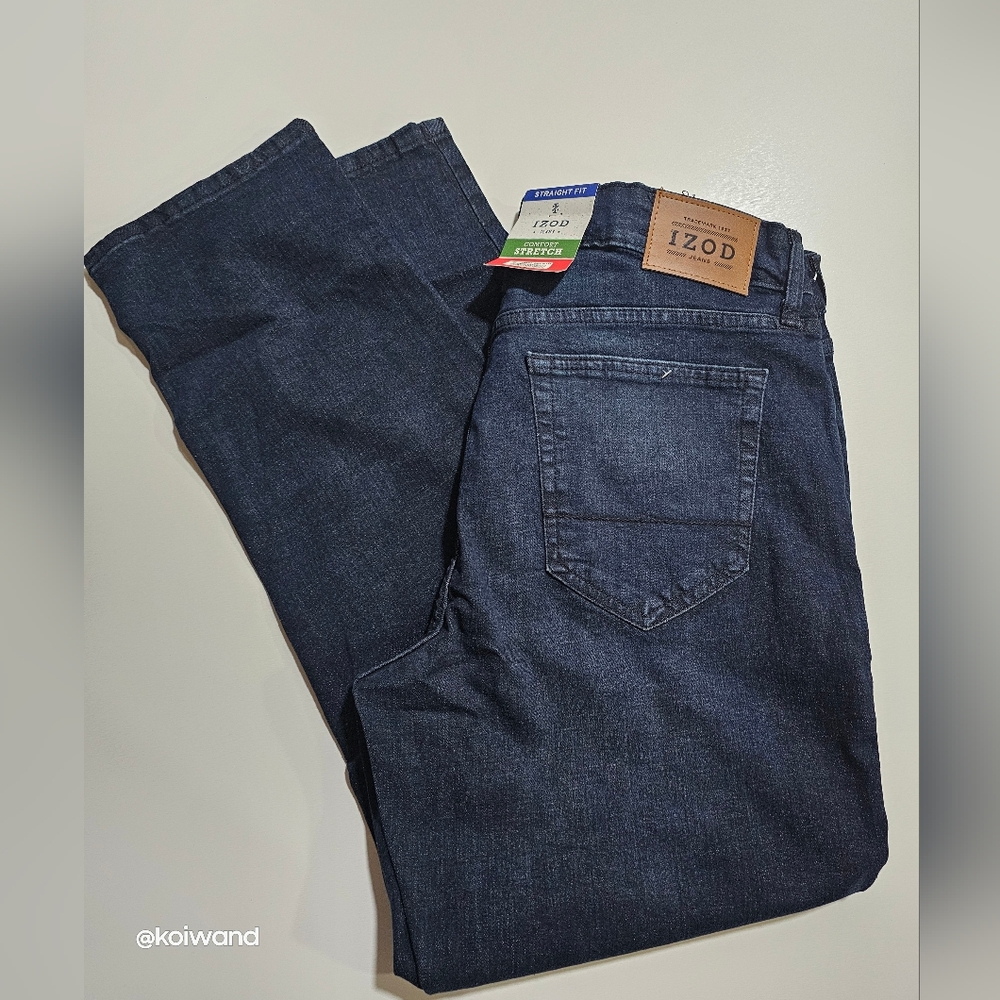 IZOD Men's Comfort Straight Jeans Stretch - Picture 12 of 16